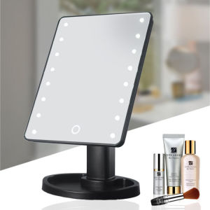 Gương trang điểm cảm ứng LED xoay 360 độ gương trang điểm để bàn 16 bóng sạc usb