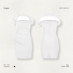 PETCHPLOY - Lopez Dress เดรสผ้าตาข่ายนิ่มพรีเมียม ทรงรัดรูปกระชับสัดส่วน เน้นเอวคอด ดีไซน์คอวีลึก