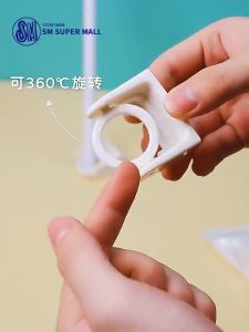 【SM Mall】Telescopic Rod Fixed Bracket Wall Mount Stick on Hook for Curtain Rod Shower Rod Kitchen Towel Bar No Drill Adhesive Support Holder with Rotatable Ring