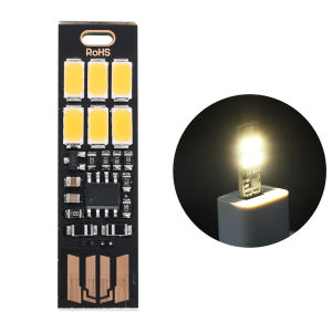 USB Card Light Hand Press Control Double-sided Camping Night Light 6 LED Keychain Night Light 1W 5V Dimming Pocket Light
