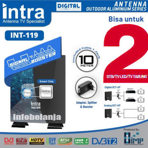 Antena Intra INT-119 Bisa 2 Tv Digital Indoor Outdoor Kabel 10 Meter