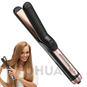 2 in 1 Hair Straightener Curler with Cold Air Cool Shot Adjustable Temp Long Lasting Hold Root Volume Bangs Curling Iron Tool
