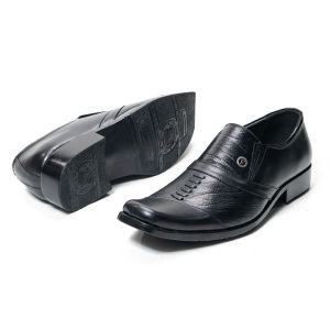 Sepatu Pantofel Pria Motif Cetak Kayu Handmade Kulit kode 006
