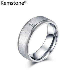 Kemstone Stainless Steel Cross Scripture Rings Men's Ring Prayer for Faith Black Silver Gold Plated Jewelry