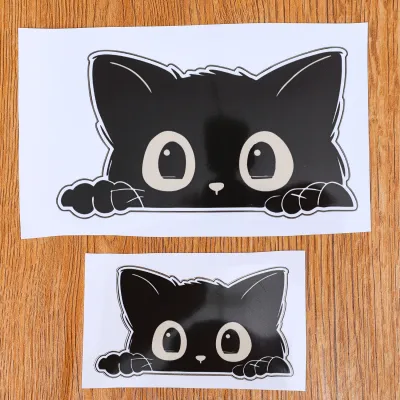4/2Pcs Car Stickers Black Cat Waterproof PVC Decals Scratches Masking Cute Creative Applicable for Cars Motorcycles