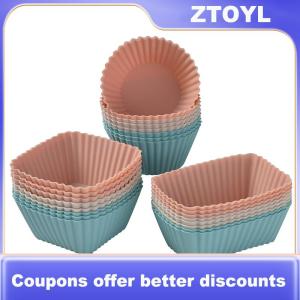 【ZTOYL】 12PCS tái sử dụng Silicone cupcake nướng ly không dính Muffin Lót khuôn Bộ Bento Hộp Ăn Trưa ngăn Pastry khuôn bánh
