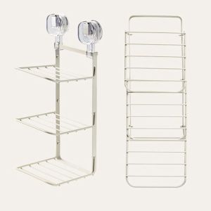 CHENJIE Multi-layer Foldable Vegetable Tray Suction Cup Self-Adhesive Side Dish Storage Holder Simple Wall Mounted Dish Preparation Rack Kitchen Accessories