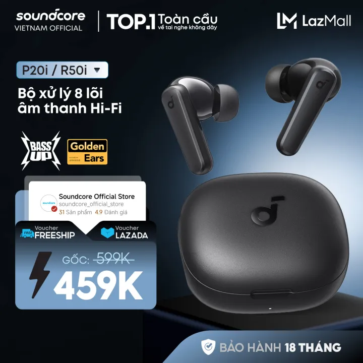 Tai nghe bluetooth soundcore R50i (P20i) siêu nhỏ gọn | 30 giờ phát nhạc | Chống nước IPX5 | AI Translation | BigBuy360 - bigbuy360.vn