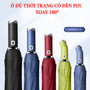 Ô dù thời trang tự động 2 chiều UV có đèn LED xoay 10 nan