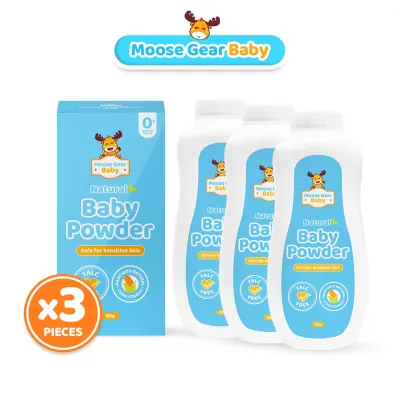 Moose Gear Baby Powder 80g 3PCS No Talc for Newborn Infants Vegan Natural Ingredients