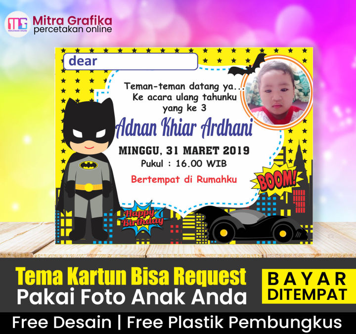 Kartu Undangan Ulang Tahun anak Batmeen bisa Request - undangan ultah