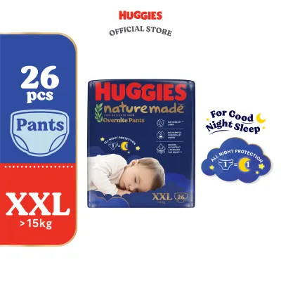 Huggies Naturemade Overnite Pants Diapers M58 / L44 / XL38 / XXL26 (1 Pack)