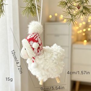 NALANILI Trắng Tượng dê Vải nhung Thiết kế dễ thương. Đồ trang trí hình cừu. Lễ hội Kiểu treo dây chuyền hình cây Giáng sinh