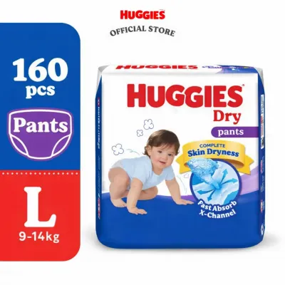 READY STOCK!!! HUGGIES Dry Pants Baby Diapers (M/L/XL/XXL/XXXL) Ultra Dry Leak Protection Soft & Breathable Pants Diaper 1 Box of 4 Pack