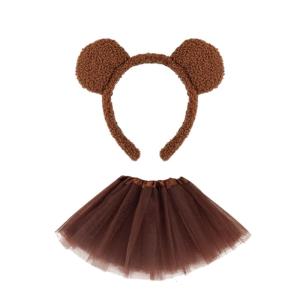 2/3pcs gấu Trang Phục Cosplay tai gấu headbands đuôi váy tutu Set Halloween động vật trang phục cải trang Bộ phụ kiện