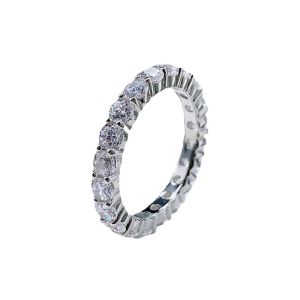 2021 New Full Eternity Ring 100% S925 Sterling Silver Ring for Women Ins Hot Sparkle 3*3mm High Carbon Diamond Wedding Party Luxury Gemstone Ring