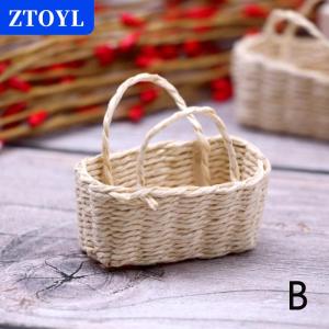 [COD] ZTOYL 1:12ตุ๊กตาขนาดเล็กเก็บตะกร้าผักอาหารทอกรอบดอกไม้แบบพกพาตะกร้าห้องครัว Home Model Decor Toy