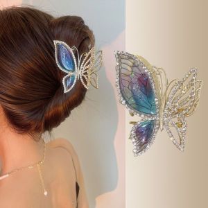 HEALMEYOU Pearl High Quality Colored Female Temperament Women Headwear Fashion Jewelry Metal Exquisite Butterfly Hair Claw Delicate Hairpin Hair Clips Hair Accessories