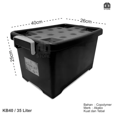 Container Plastik Murah 30 Liter Box Penyimpanan Serbaguna BSM Kotak Transfaran Hitam kb 40