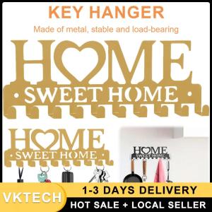 Elegant Wall Key Hanger with 10 Metal Hooks for Kitchen Garage and Home Storage Solutions