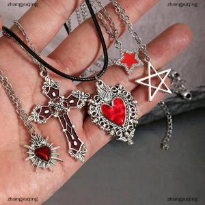 [COD] zhangyuqing 5Pcs Gothic Necklace Set For Women Halloween Jewelry Heart Bat Spider Cross Pendant Sweater Chain Trendy Daily Accessories Gift