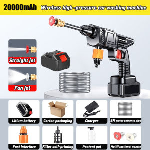 REAIM เครื่องล้างรถแบบไร้สาย เครื่องซักผ้าไร้สาย เครื่องซักผ้าแรงดัน 299Vแบตเตอรี่ลิเธียมแบบพกพาปืนพกพา ปืนน้ำพ่นน้ำพ่นสูง