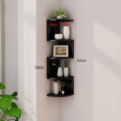 DwellDreams Minimalist Floating Wall Mount Corner Shelves Rack Display Wall Decor Book Shelf 5 Layer#lf002