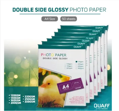 Quaff A4 Size Double Sided Glossy Photo Paper From 120gsm To 300gsm 50 Sheets Pack (N-CL-LR)