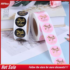 【COD】🔥🔥🔥 500pcs Thank you sticker wedding decor seal hot stamping pink black round label