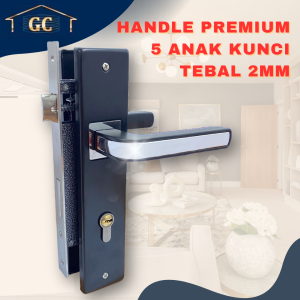 GAGANG PINTU HITAM GAYA EROPA BESAR 25CM TEBAL 2MM / KUNCI PINTU RUMAH HITAM DOFF MINIMALIS