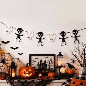 Halloween Banner Skull hanging flag HALLOWEEN Party backdrop decoration hanging ornaments and holiday decoration props