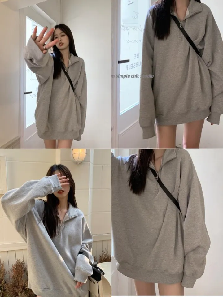 Womens Oversized Zip Up Hoodie Y2K Jacket Top Baggy Loose Basic