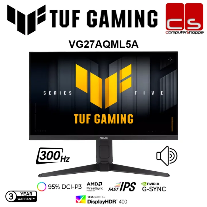 ASUS TUF Gaming VG27AQML5A Gaming Monitor - 27-inch QHD (2560 x 1440) Fast-IPS panel, 300Hz, 0.3ms, VESA DisplayHDR 400