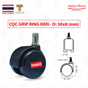 Bộ 5 bánh xe cọc vít trơn có khóa 50mm cho ghế/bàn xoay văn phòng nội thất - tải 40kg - Happy Mobe Thái Lan