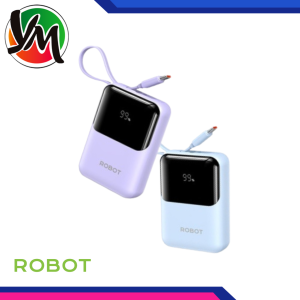 POWERBANK ROBOT RT16 9000MAH ROBOT Mini Powerbank 9000mAh RT16 LED Display dengan 2 Kabel Lightning Type C Original