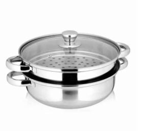 panci sekat stainless steel anti karat ukuran 28cm dengan penutup kaca