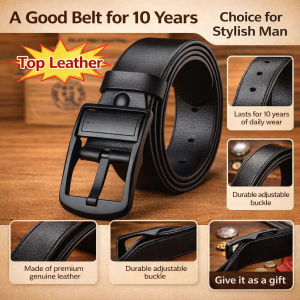 Mens Pure Cowhide Belt Fashionable Youth And Business Belt Leather Waist Band Strap Scratch-Resistant Belt For All Seasons