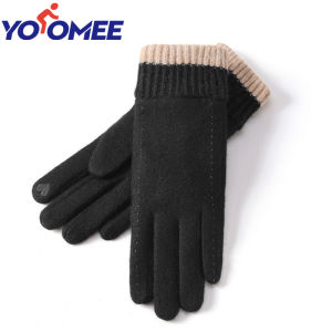 Yoomee New Winter Cashmere Gloves for Ladies Outdoor Cycling Windproof Plus Cashmere Warm Touch Screen Gloves Knitted Wrist