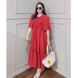 Amanda Dress Cringkle Daster kekinian / Daster Cringkel Model Smok Kerut Karet