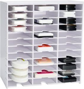 Sanfurney Ink Pad Storage Rack 36 Grids Stamp Pad Organizer Holder Compatible with Stampin Up Ranger Ink Pads