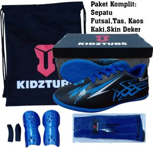 KIDZTUBS Sepatu Futsal Anak Paket Komplit Sepatu Futsal Tas Skin Deker Kaos Kaki Usia 6-10 Tahun Size 28 29 30 31 32 33 34 35 36 37 KDZ1454011525