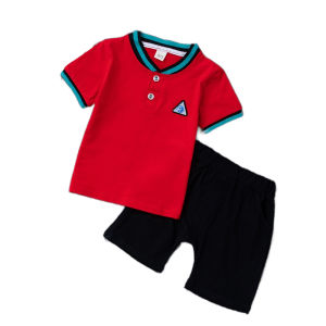 Setelan Baju Kaus Anak Laki-laki Kecil Modis Warna Solid 0-4 Tahun Setelan Baju Lengan Pendek Bayi Perempuan Musim Panas Kasual Lucu