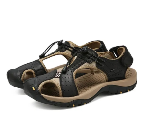 Prelesty Handmade Sandal Hiking Gunung Pria Sendal Kulit Cowok Bernapas Musim Panas Outdoor 012