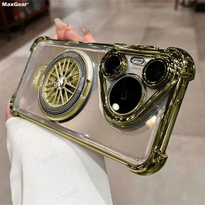 Luxury Clear Rotating Gyro Silicone Magnetic Stand Phone Case For Vivo Y3s Y15s Y15a Y12 Y15 Y17 U10 Y03 Y03t Y17s Y27s Y28 Y28s Y18 Y19s Y12s Y12A Y20i Y20s Y20 -2020 Y21 Y21s Y21T Y33s Y33t Y22s Y35 Y36 Y38 Y30i Y30 Y50 Y76 4G 5G Protector Cover Casing