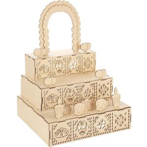 MAOMEI Gỗ Hộp Ofrenda Ngày của người chết Tự làm Nến hình đầu lâu Hộp trưng bày kỷ niệm Truyền thống Trang trí nhà bếp Trang trí tiệc Fiesta Mexico Trang trí nhà cửa