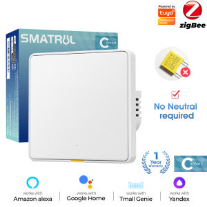 SMATRUL SMATRUL Smart Light Switch Tuya Zigbee No Neutral Wire No Capacitor Needed Smart Life Support Alexa Google Home  Tmall Genie