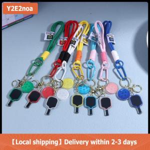 【Local shipping】 Creative Pickleball Racket Metal Keychain Colorful Hollow Ball Keychains Dink Ball Fans Party Gift Bag Pendant