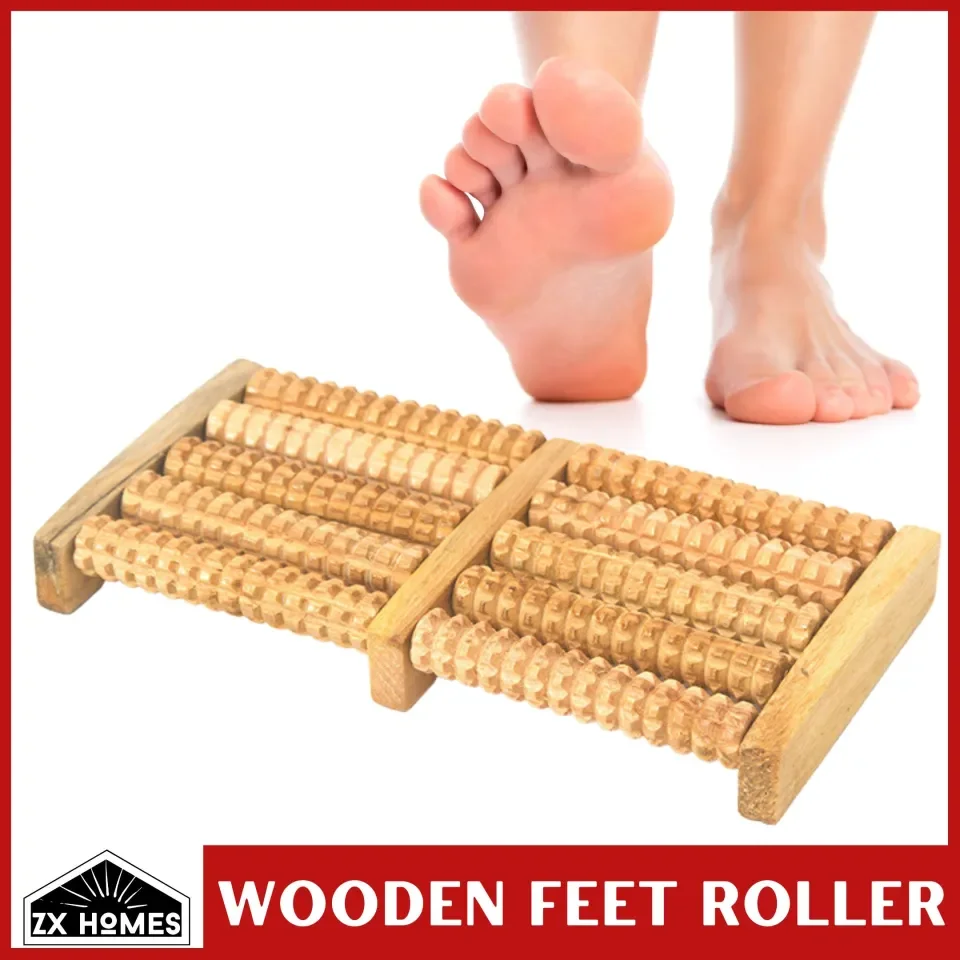 ZX HOMES 5 Row Wooden Foot Roller Reflexology Relaxation Relief