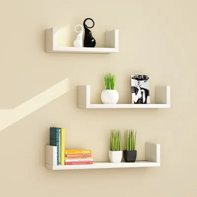 3PCS Wall Shelves Wooden Floating Space Saver Book Shelf Storage Rack Bookshelves Display Organizer