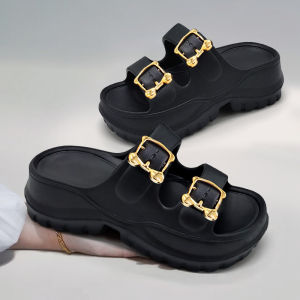 UoMeAi Sandal Wedges Platform Wanita Dewasa Strap Dua Gesper Bahan EVA Ringan Nonslip Ukuran 36-41